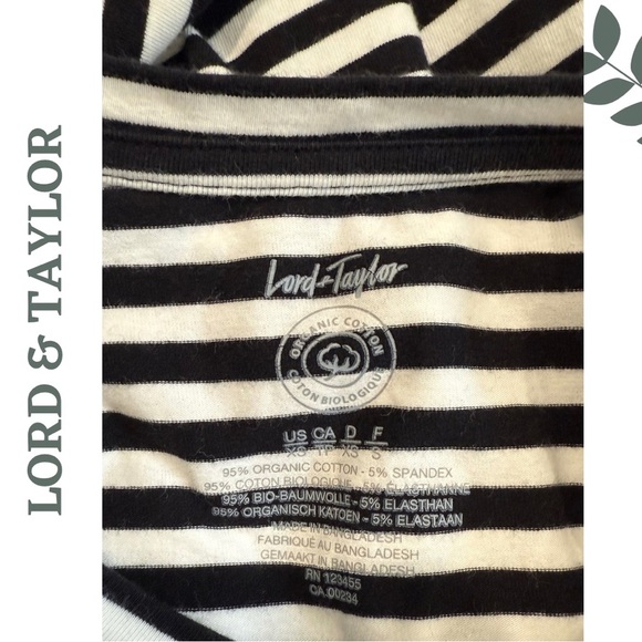 🛍️3/$40 Lord & Taylor Organic Cotton Striped Long Sleeve Top White Navy Size XS - Picture 6 of 6